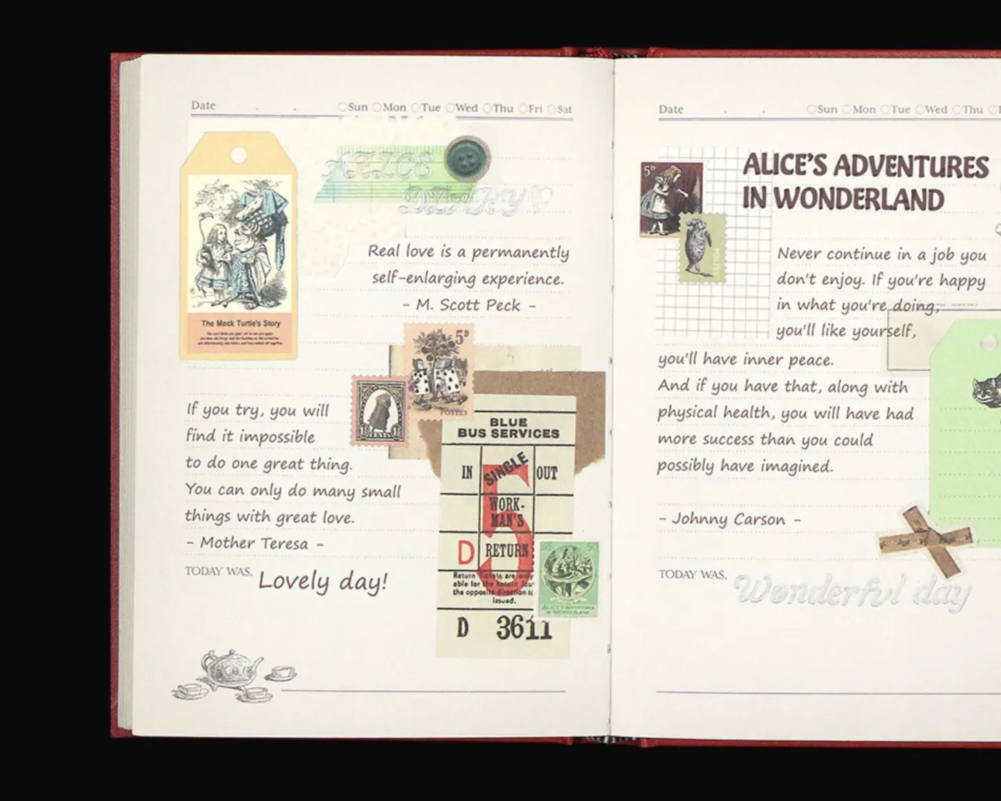Alice in Wonderland Daily Scheduler