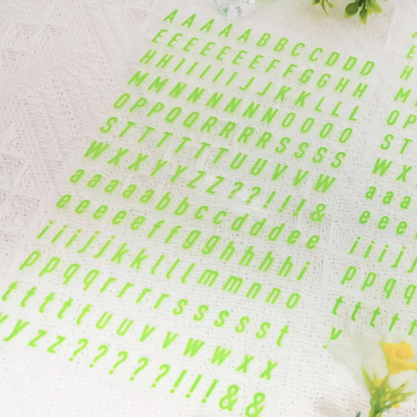 Alphabet & Number Glow in the Dark Sticker