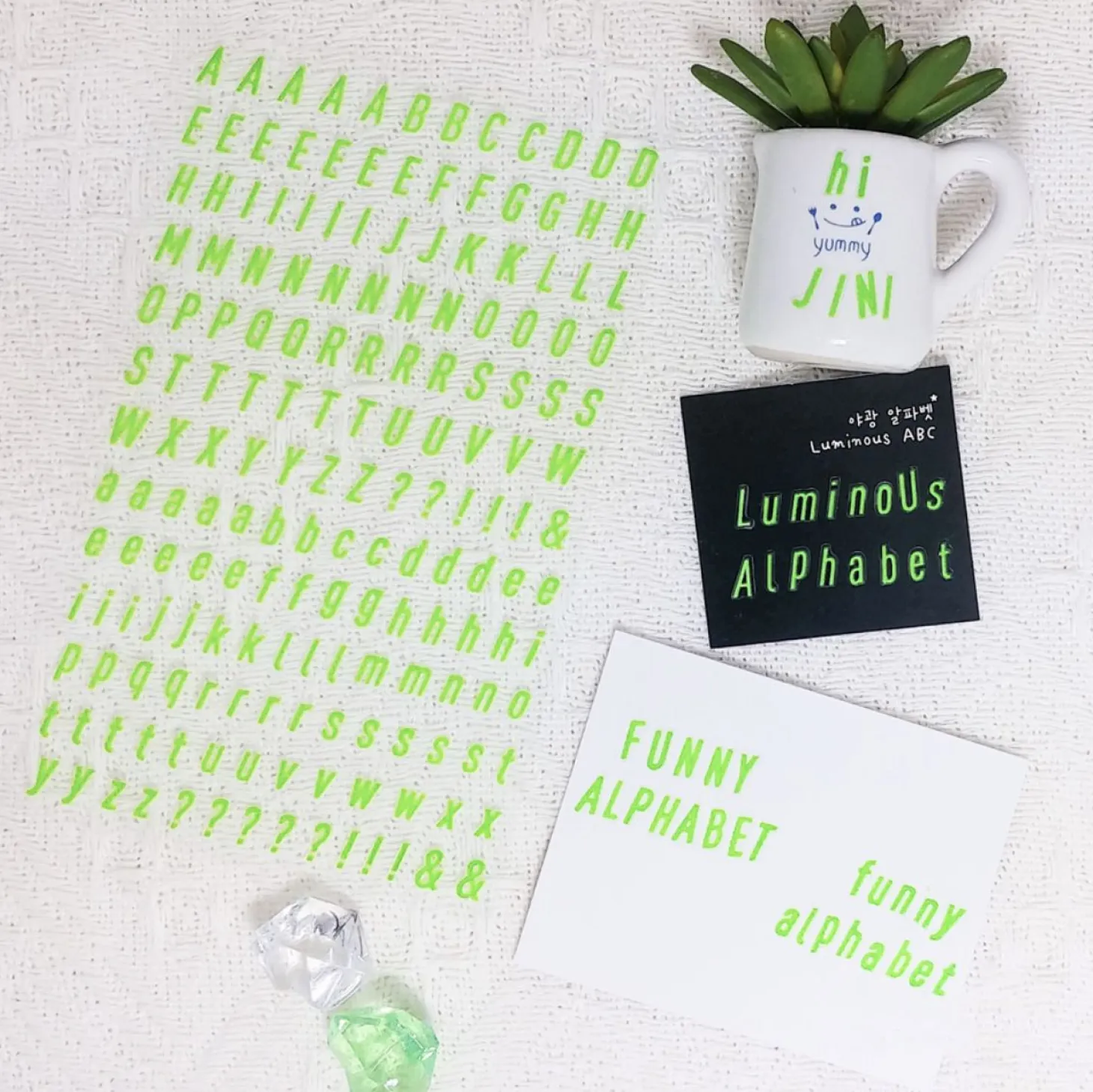 Alphabet & Number Glow in the Dark Sticker