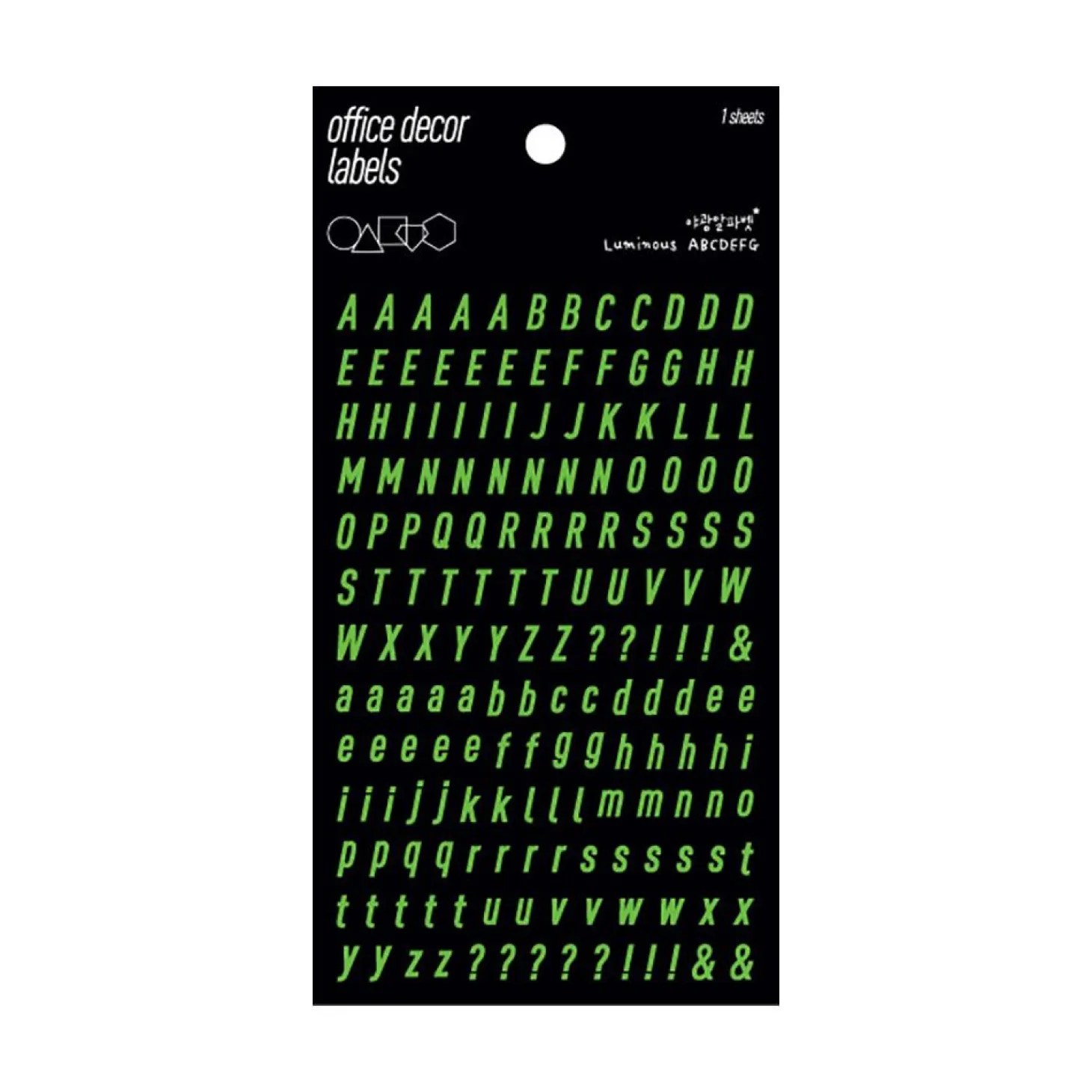 Alphabet & Number Glow in the Dark Sticker