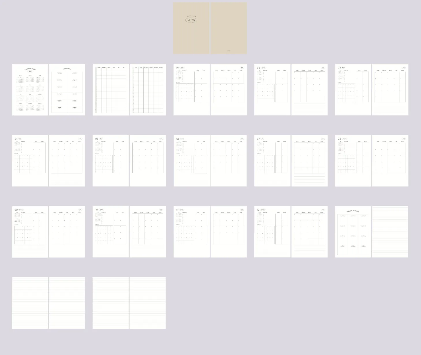 2026 Basic Monthly Planner
