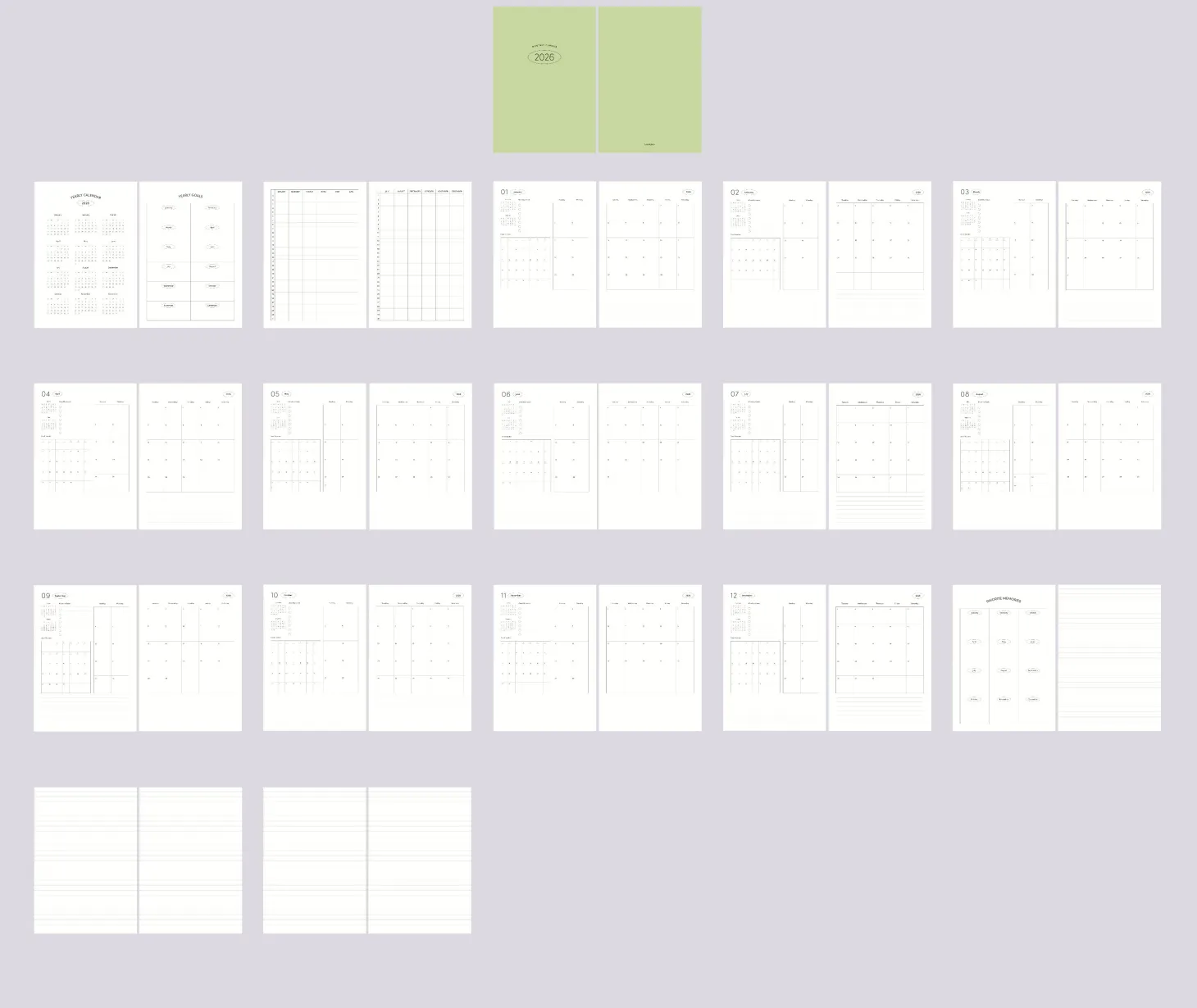 2026 Basic Monthly Planner