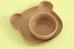 Brown Cozy Bear Bowl & Plate Set