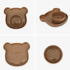 Brown Cozy Bear Bowl & Plate Set