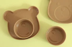 Brown Cozy Bear Bowl & Plate Set