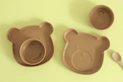 Brown Cozy Bear Bowl & Plate Set