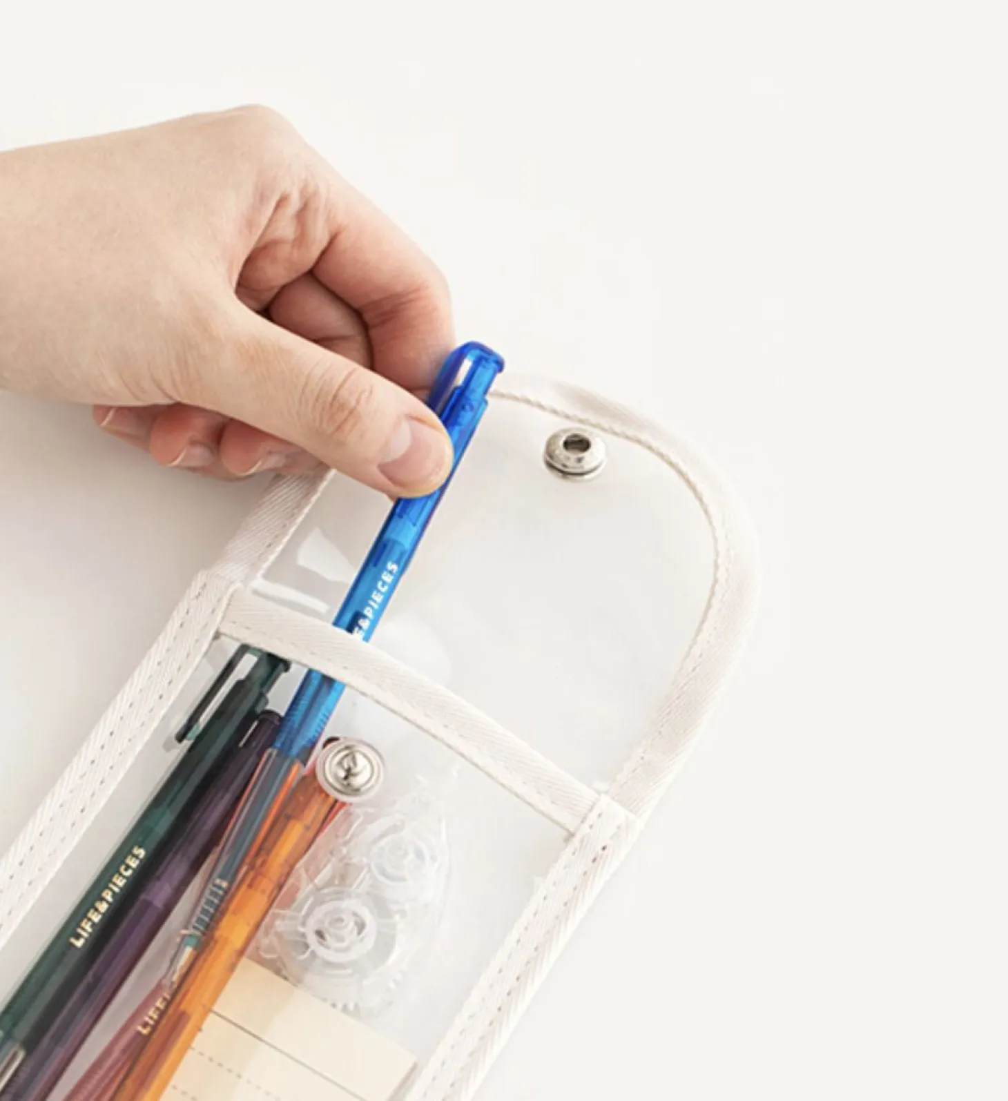 Button Translucent Pen Pouch
