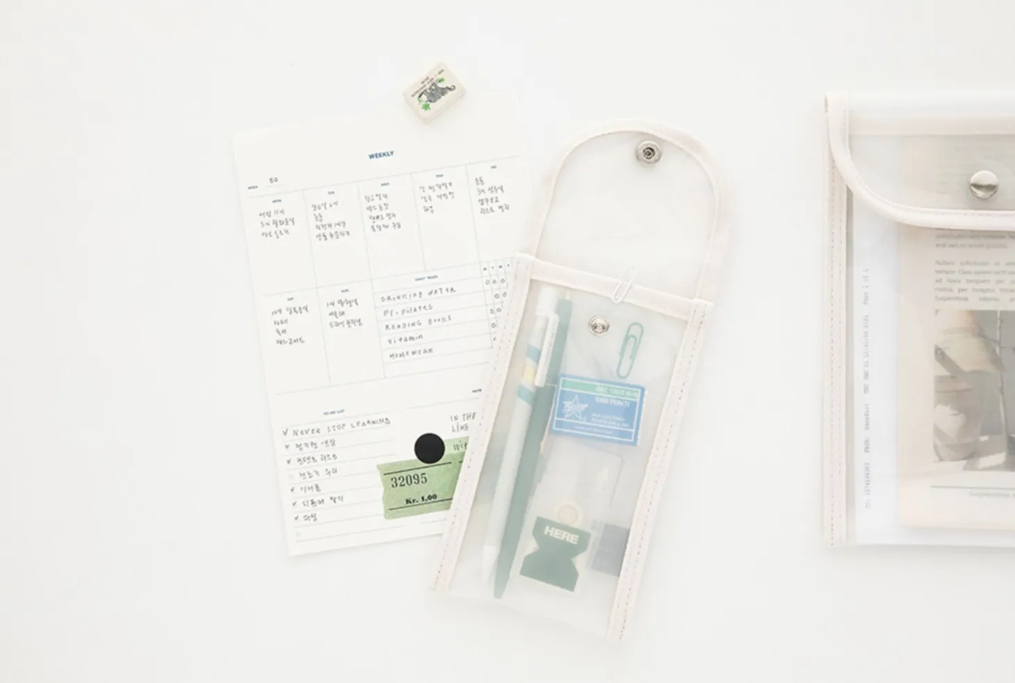 Button Translucent Pen Pouch