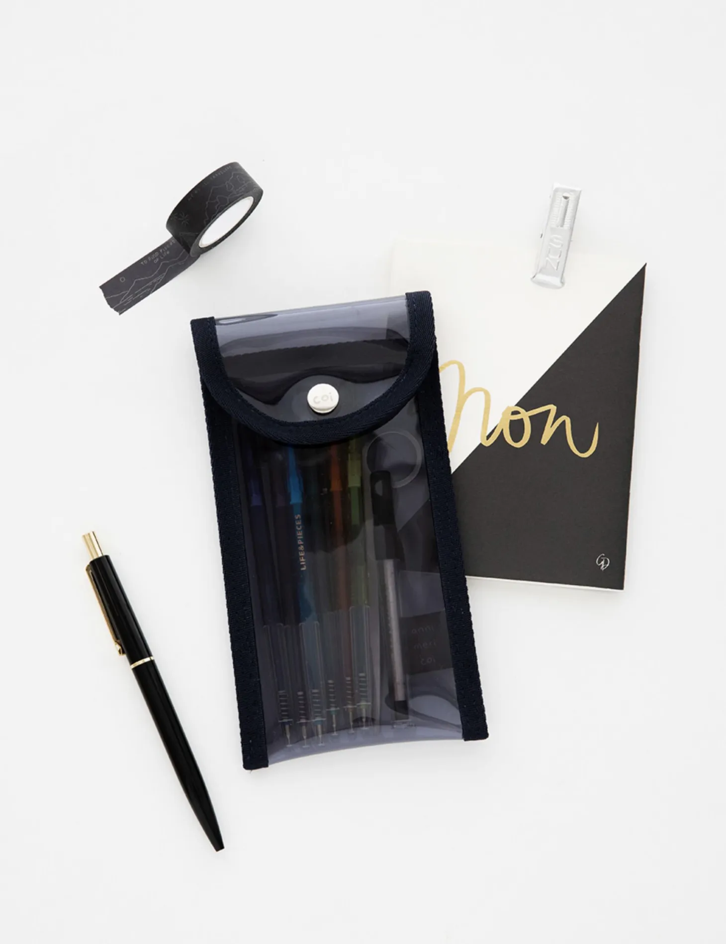 Button Translucent Pen Pouch