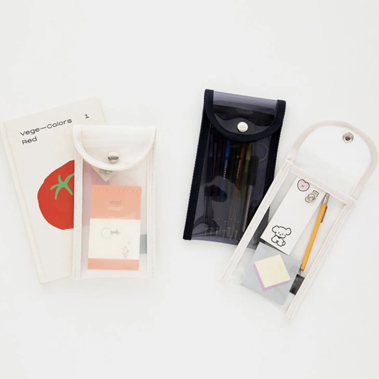 Button Translucent Pen Pouch