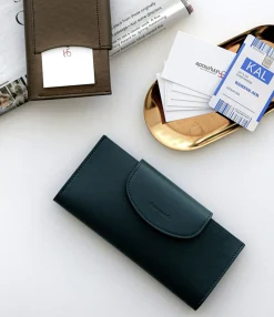 Button Vegan Leather Double Bill Pocket