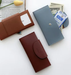 Button Vegan Leather Double Bill Pocket