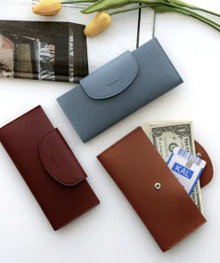 Button Vegan Leather Double Bill Pocket