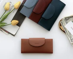 Button Vegan Leather Double Bill Pocket