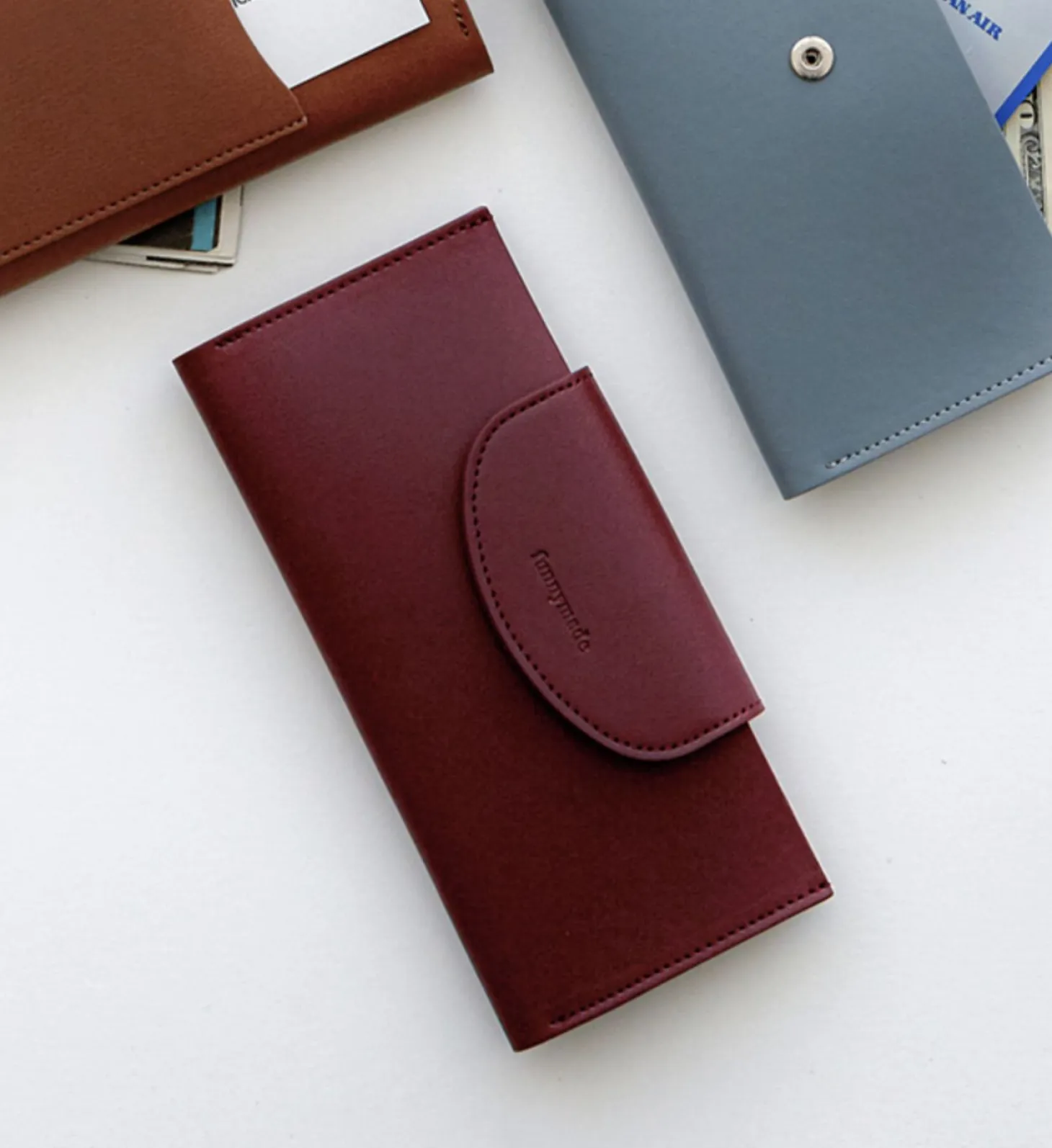 Button Vegan Leather Double Bill Pocket