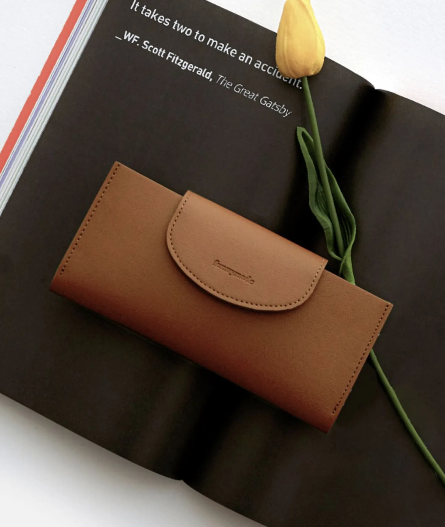 Button Vegan Leather Double Bill Pocket