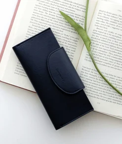 Button Vegan Leather Double Bill Pocket