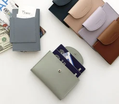 Button Vegan Leather Passport Wallet