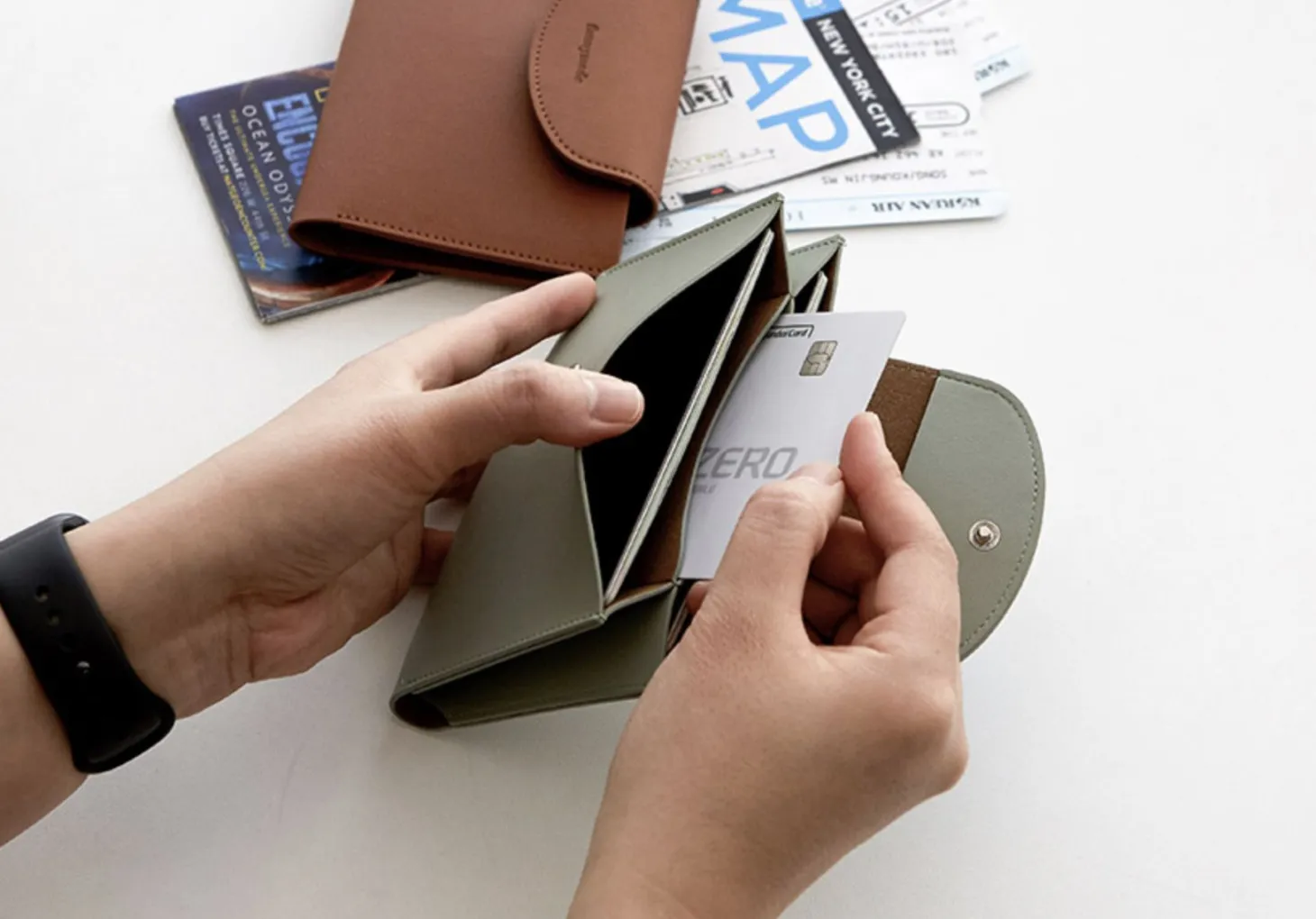 Button Vegan Leather Passport Wallet