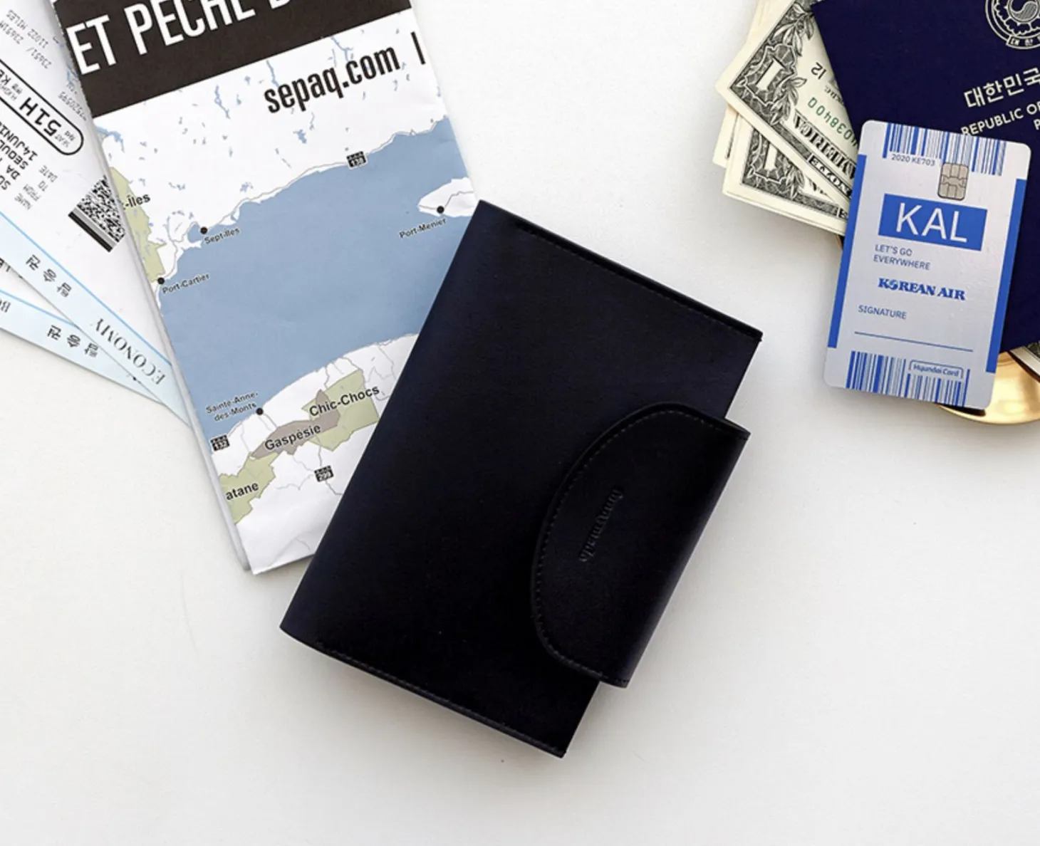 Button Vegan Leather Passport Wallet