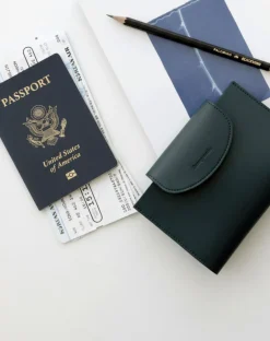 Button Vegan Leather Passport Wallet