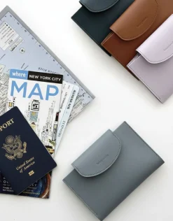 Button Vegan Leather Passport Wallet