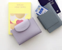 Button Vegan Leather Passport Wallet