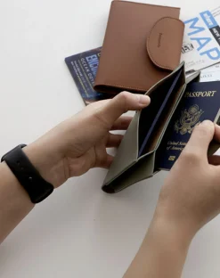 Button Vegan Leather Passport Wallet