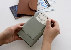 Button Vegan Leather Passport Wallet