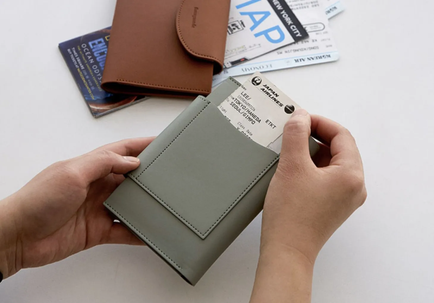 Button Vegan Leather Passport Wallet