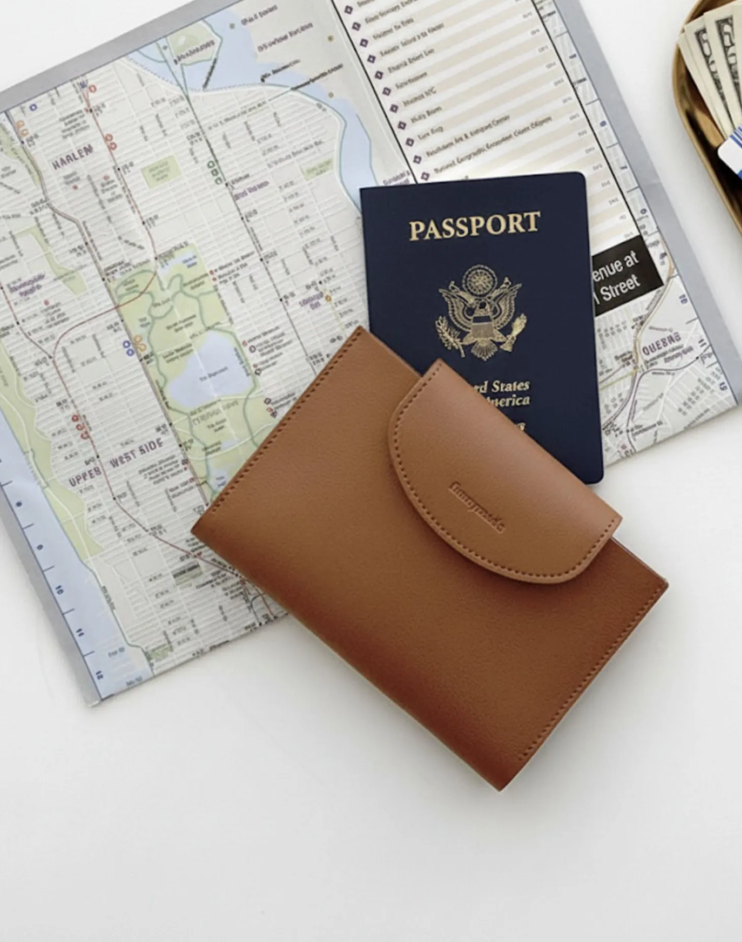 Button Vegan Leather Passport Wallet