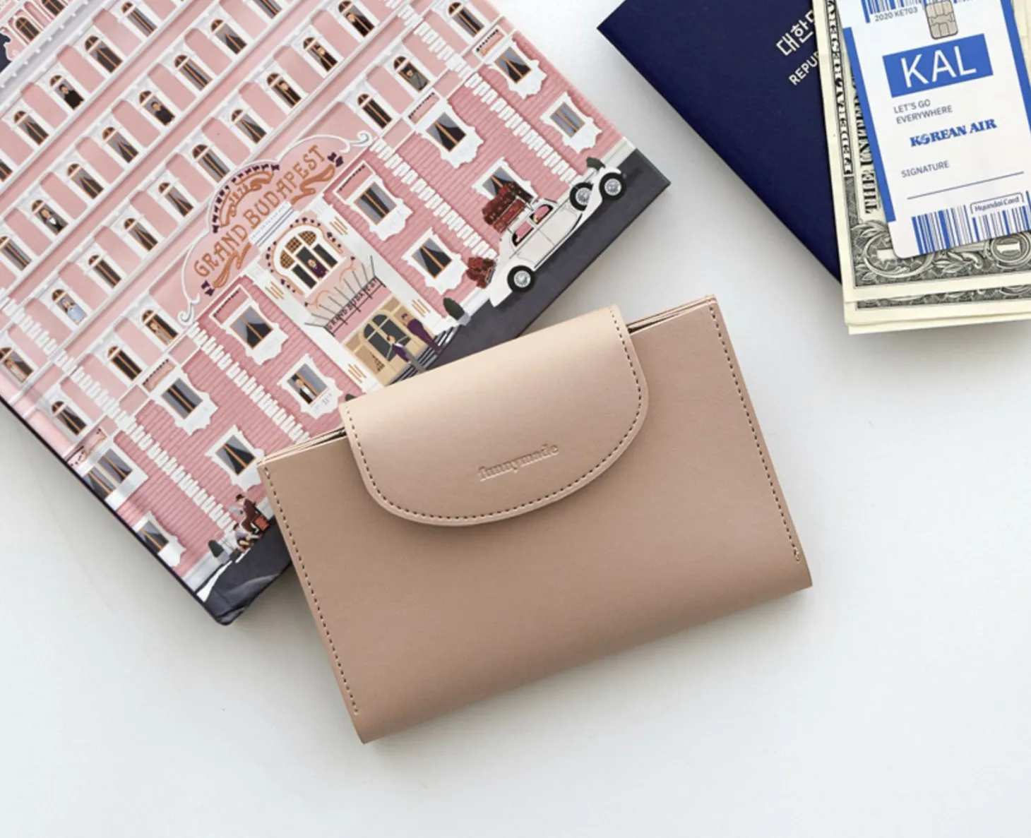 Button Vegan Leather Passport Wallet