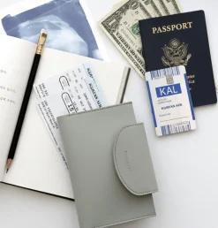 Button Vegan Leather Passport Wallet