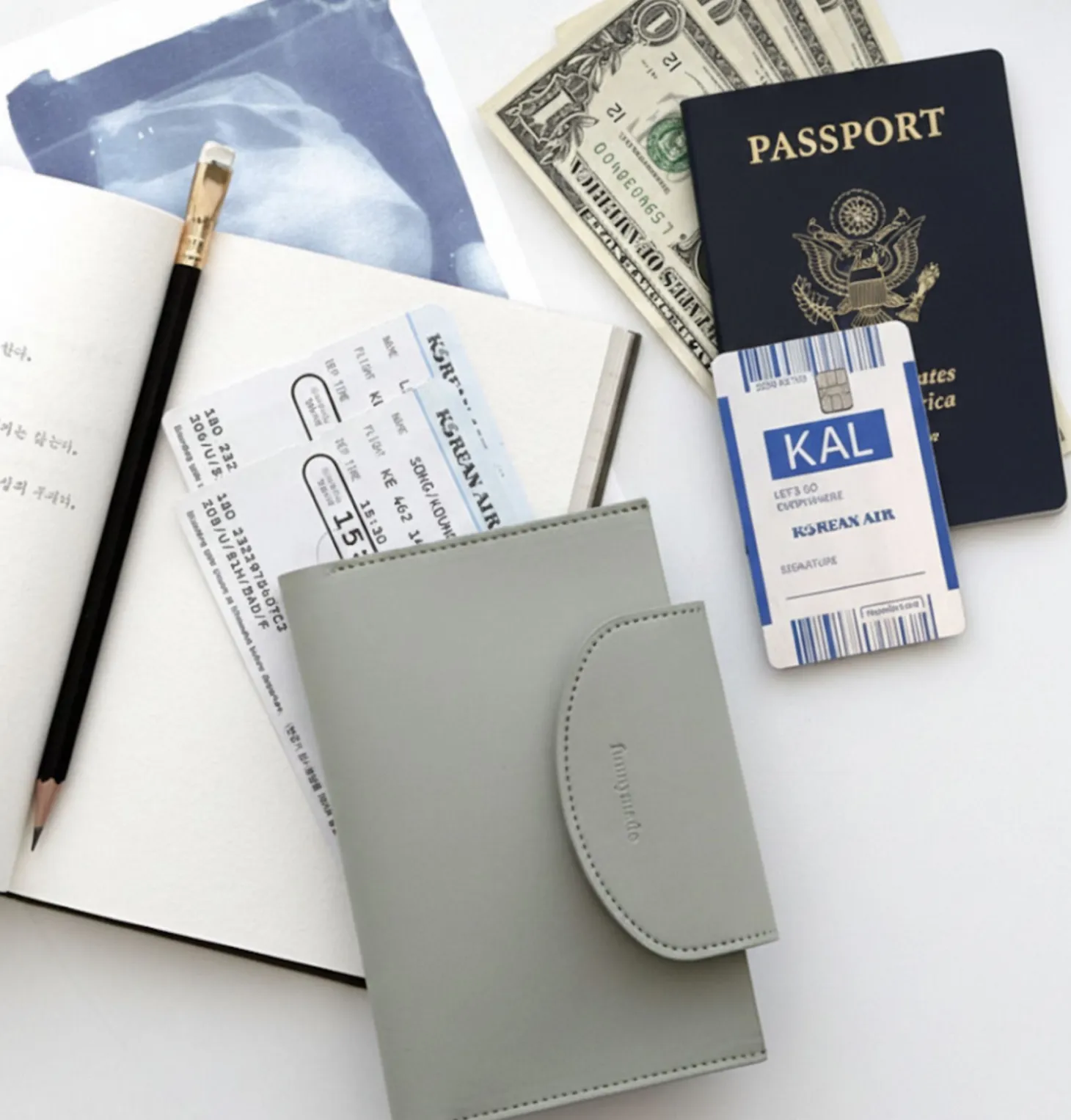 Button Vegan Leather Passport Wallet