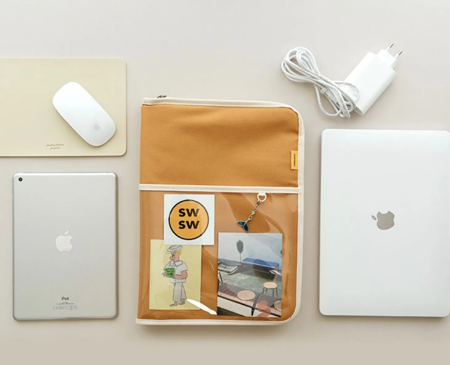 Canvas 13 in. Laptop Pouch + Mouse Pad Set