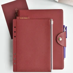Classy Leather 6 Ring A5 Zipper Pocket