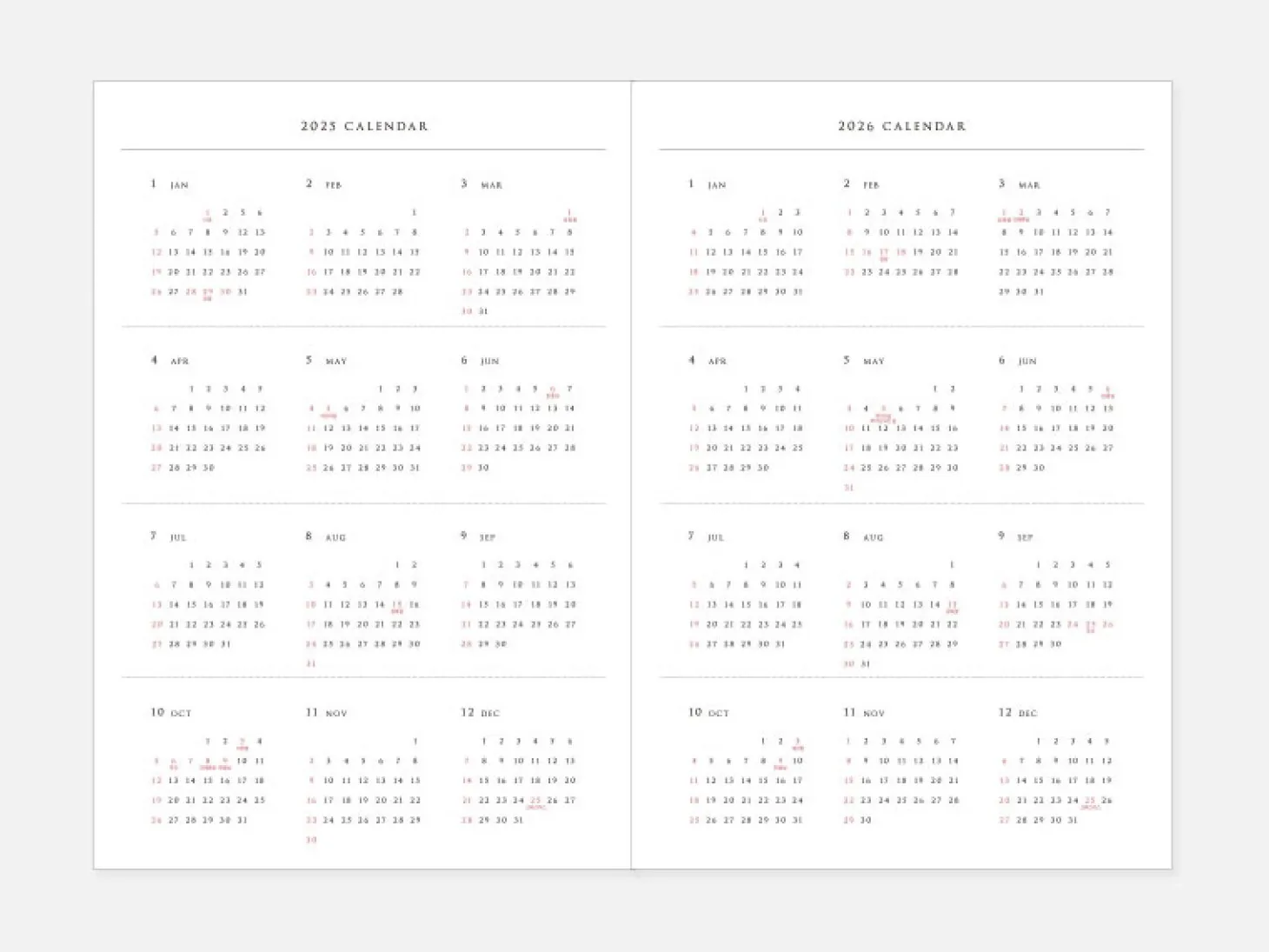Classy Textured Leather B6 Weekly Planner