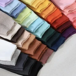 Colorful Ribbed Crew Women Socks
