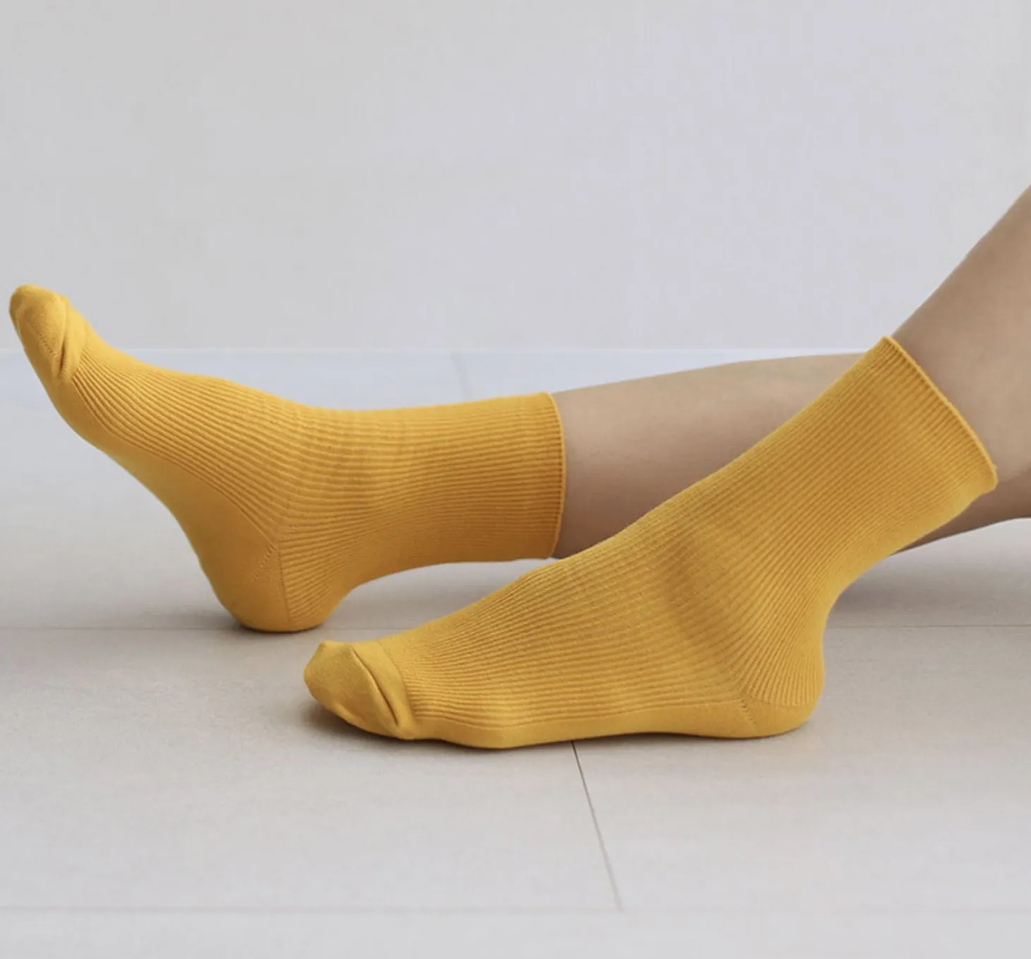 Colorful Ribbed Crew Women Socks