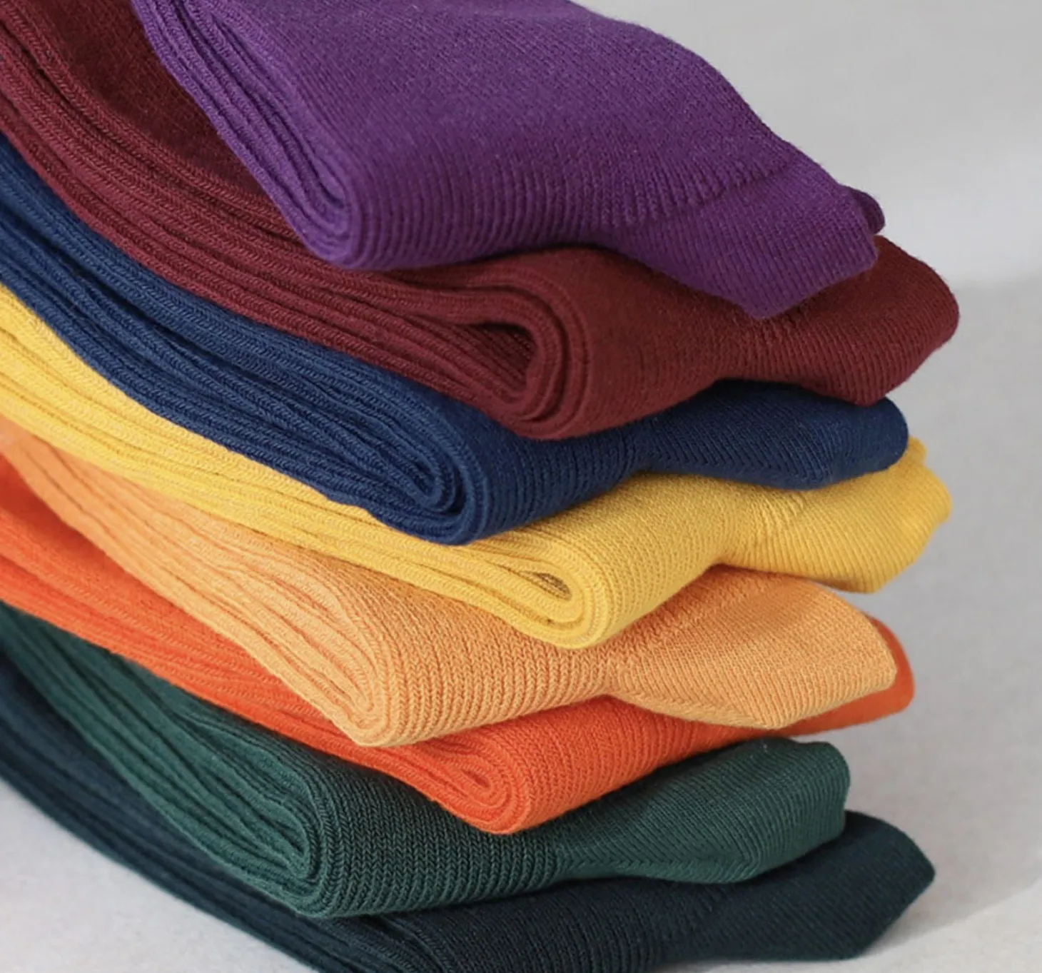 Colorful Ribbed Crew Women Socks