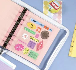 Colorful Square Grid 6 Ring A6 Wide Note Refill