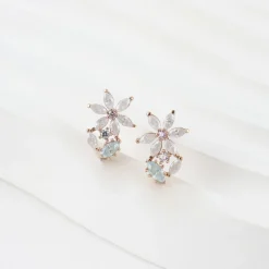 Cubic Zirconia Flower Earrings