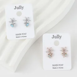 Cubic Zirconia Flower Earrings