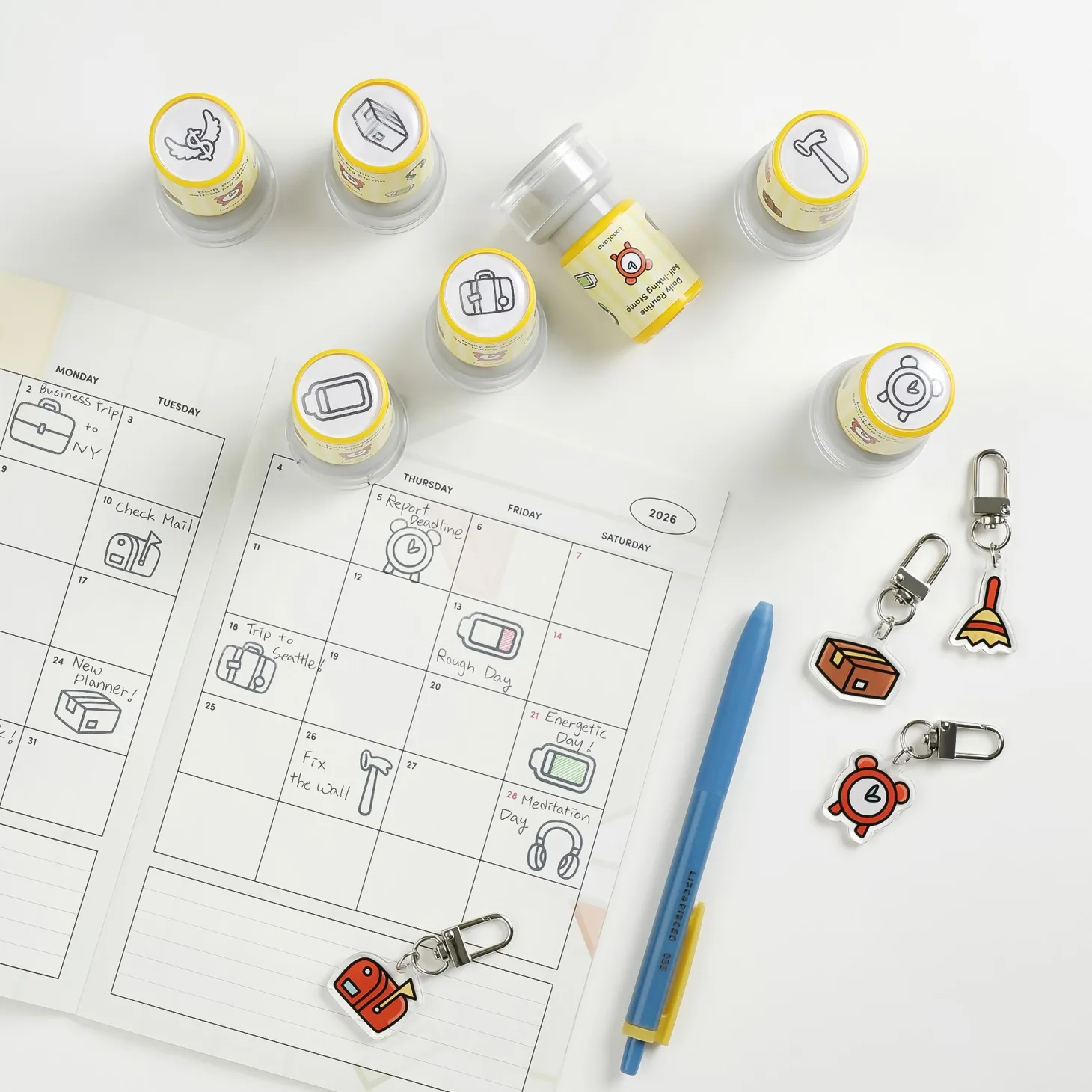 Daily Routine Acrylic Key Ring