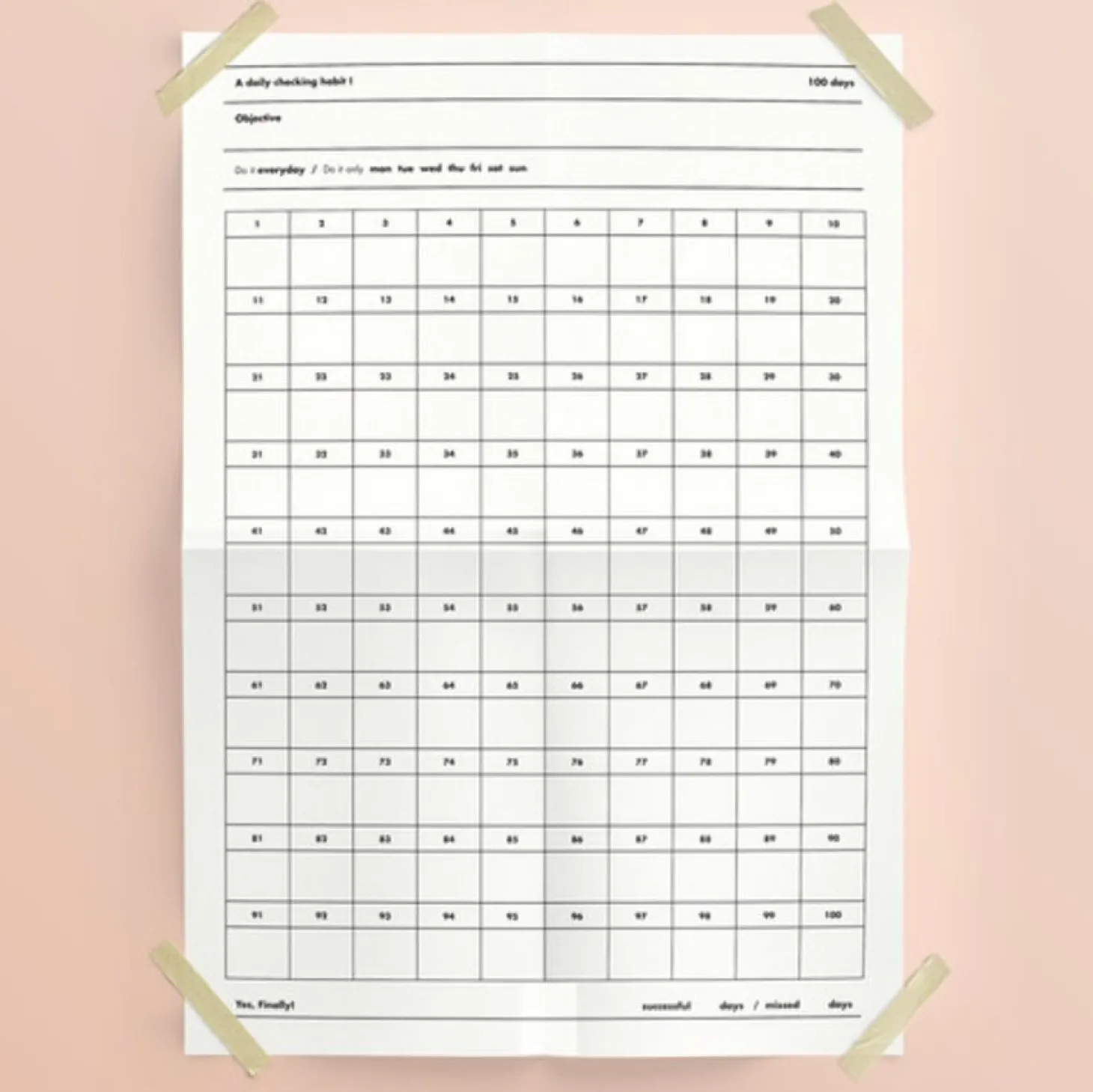 100 Days Goal Planning Sheet