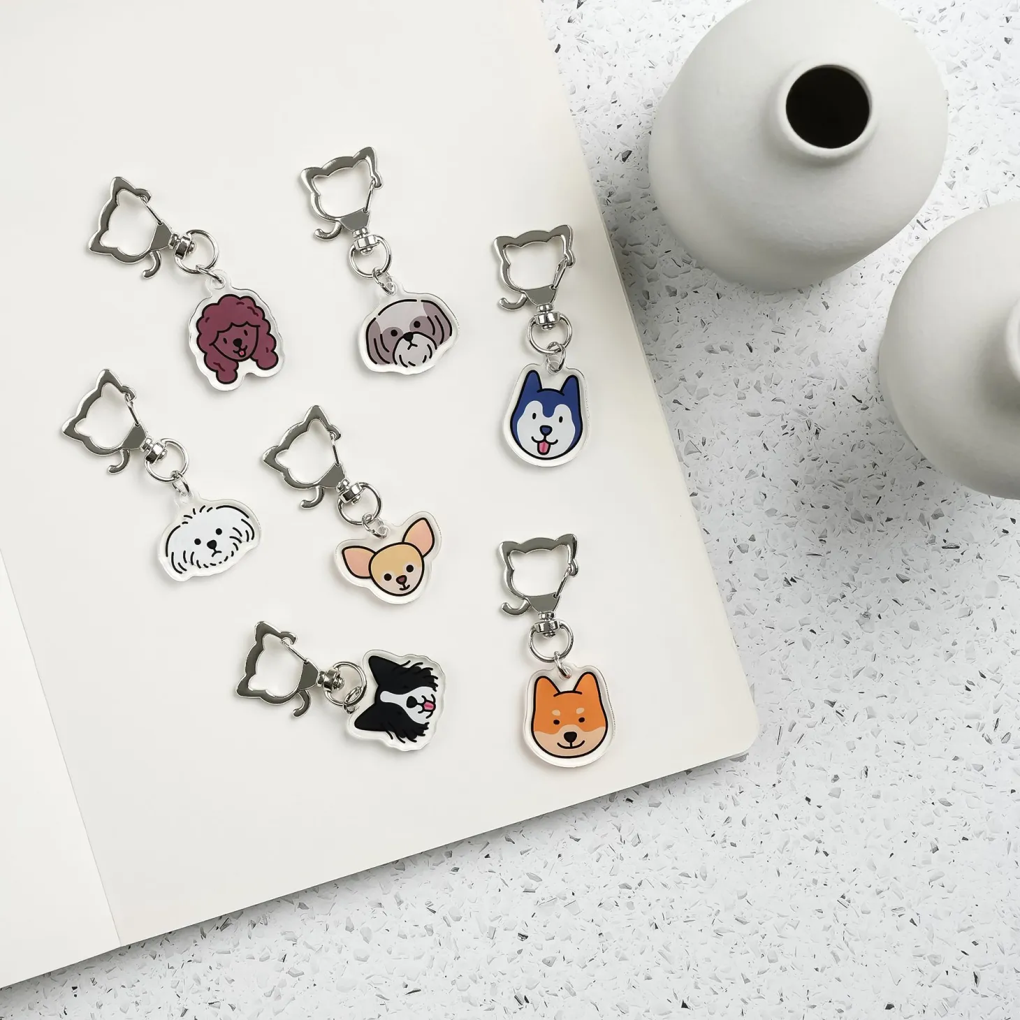 Dog Face Acrylic Key Ring