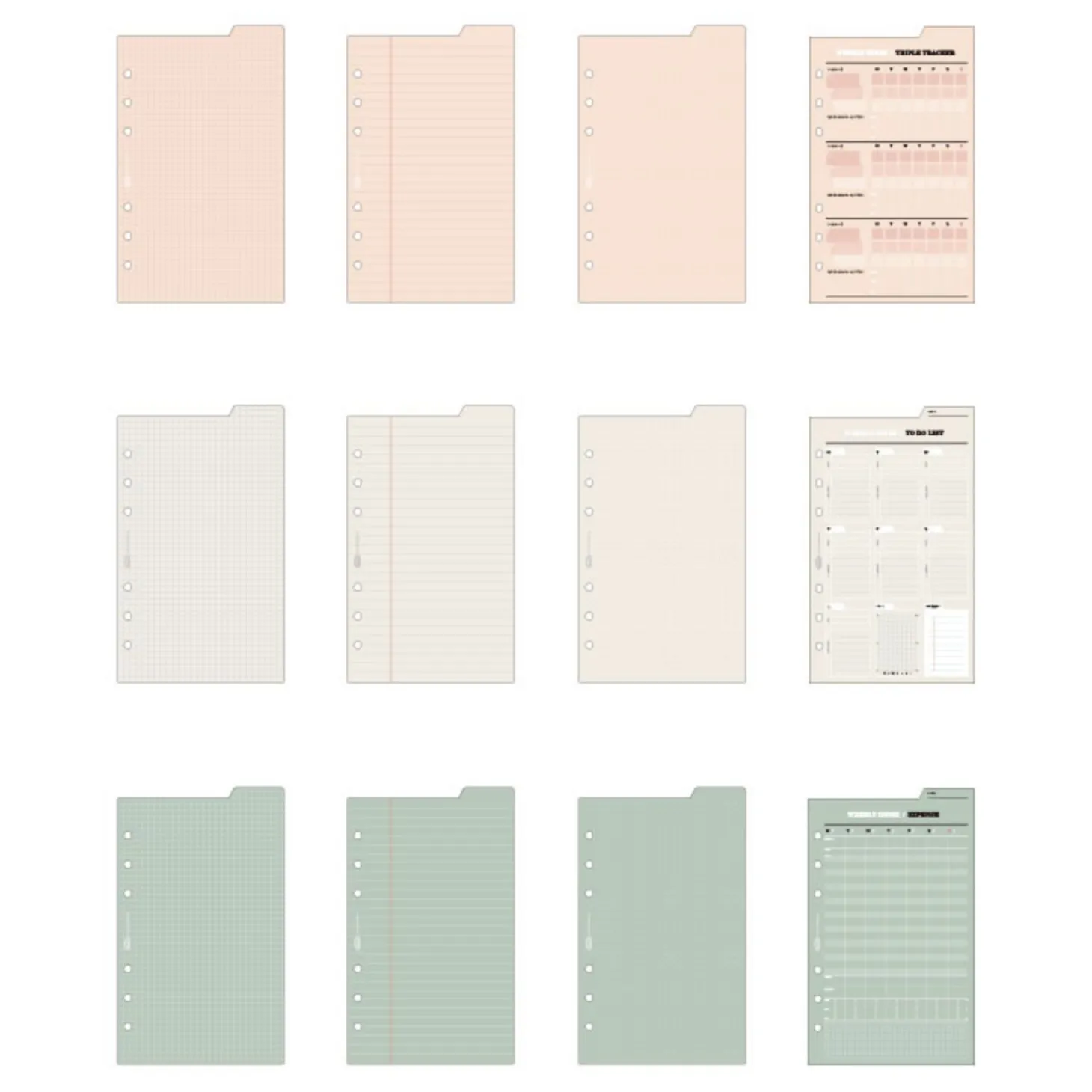 Double-sided Classy 6 Ring A6 Index Planner Refill v1