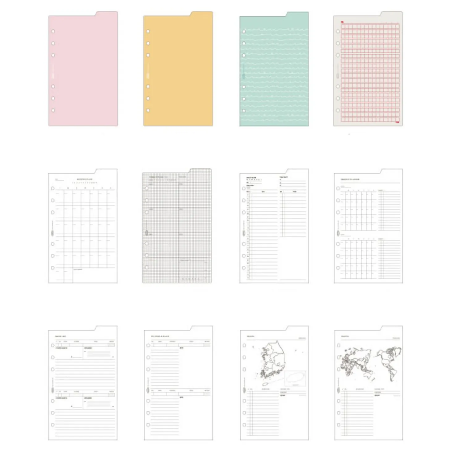 Double-sided Classy 6 Ring A6 Index Planner Refill v1