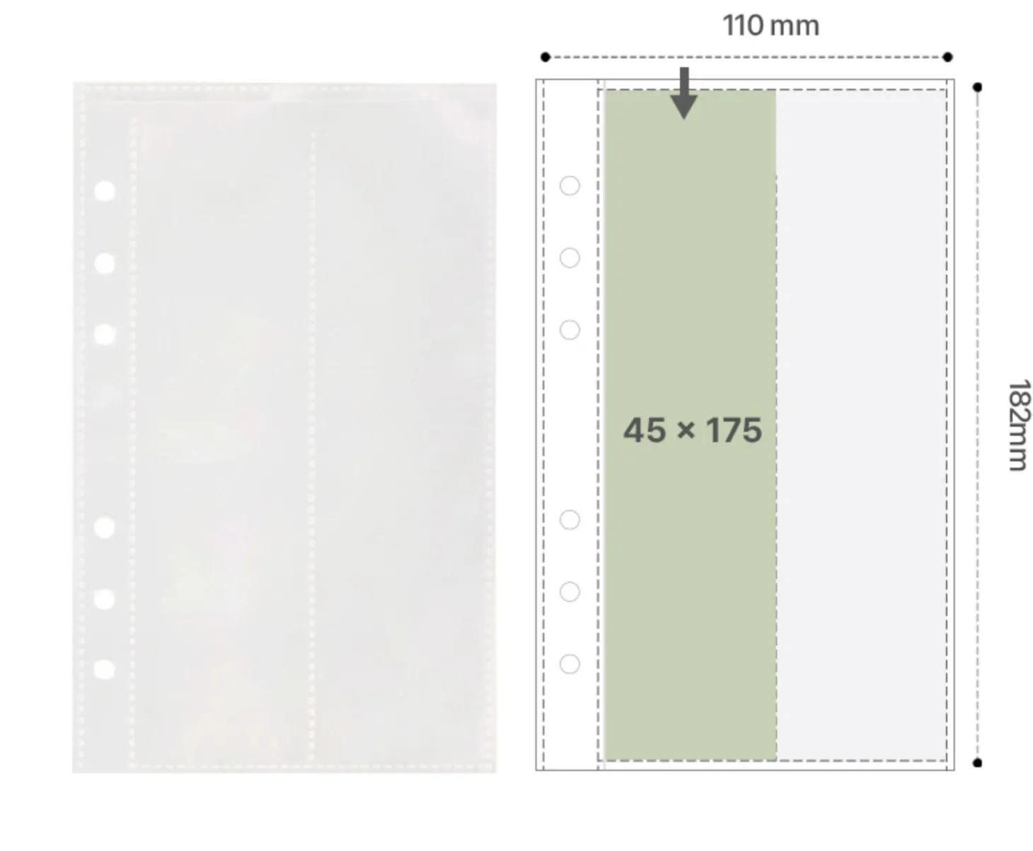 Double-sided 6 Ring A6 Pocket Refill