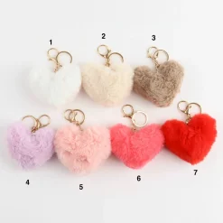 Fluffy Heart Key Ring